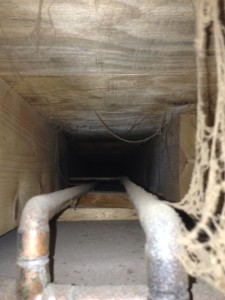 Panned joist space before cleaning